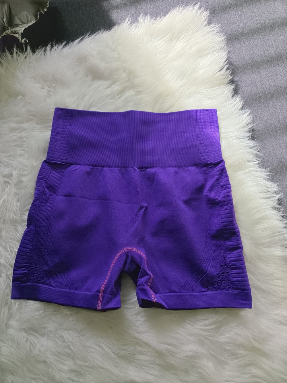 High-Waist Purple Athletic Bike Shorts